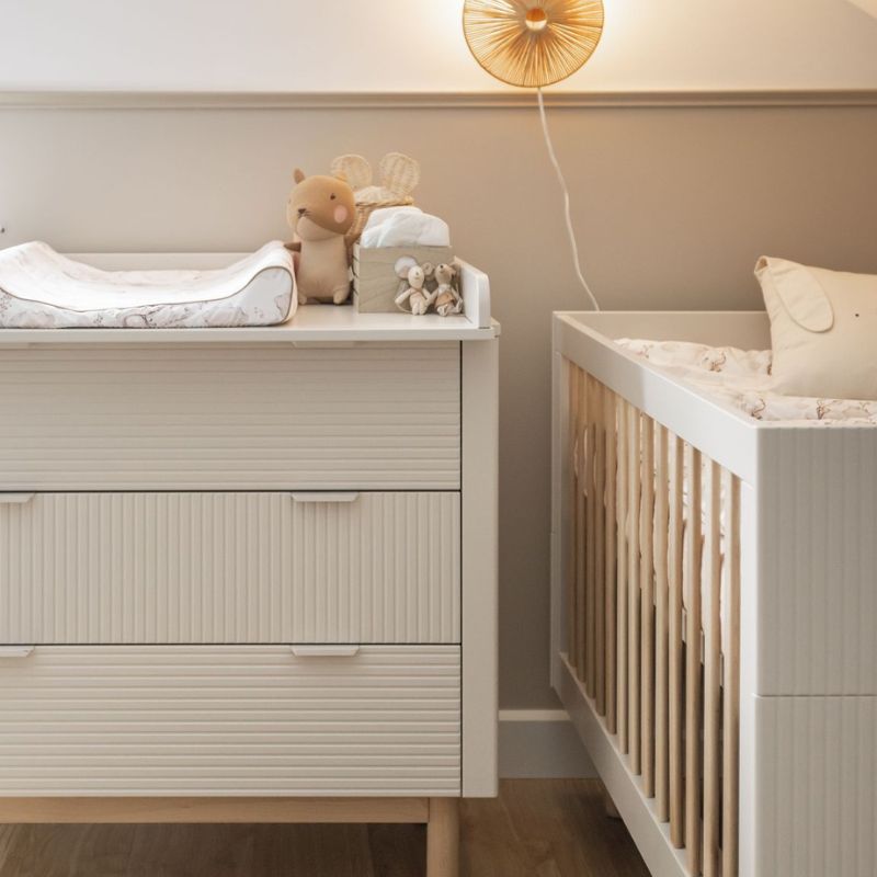 commode gestreept champagne, beige commode