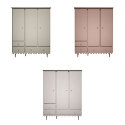 3 deurs kledingkast, kinderkamer kledingkast, babushka kledingkast, olijfgroene kledingkast, roze kledingkast, witte kledingkast