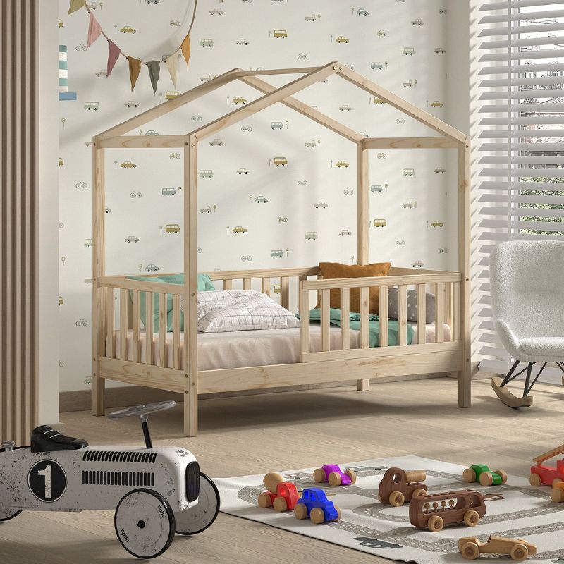 Peuterbedje dallas naturel, naturel peuterbedje, kinderbedje, peuterbedje met dak