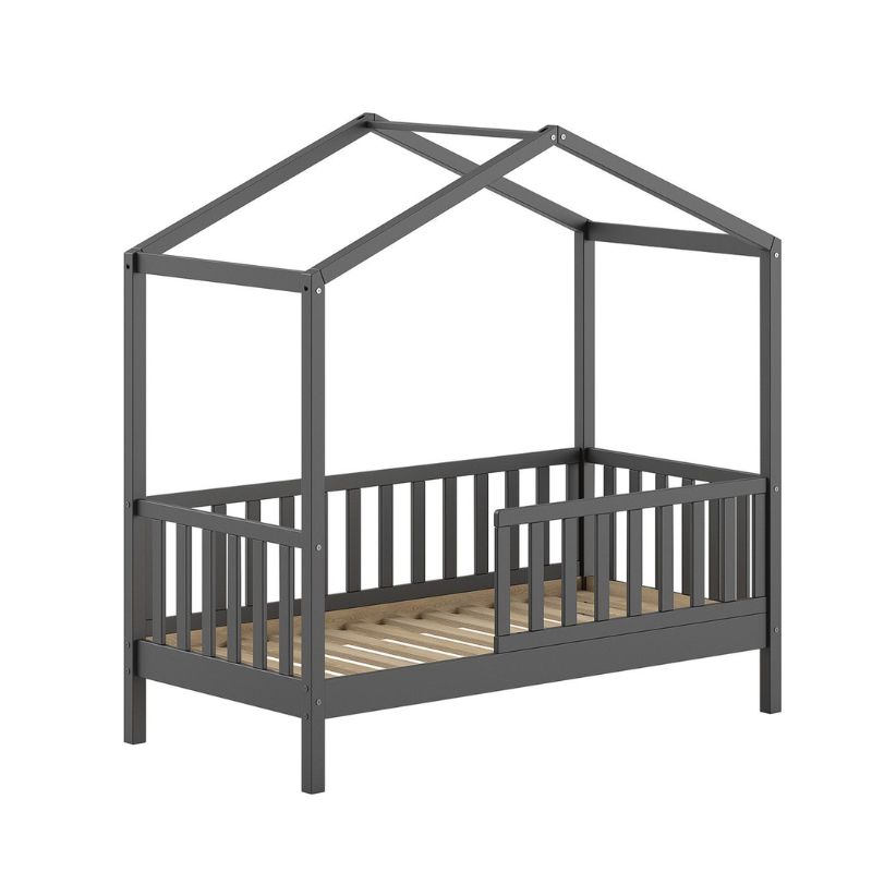 Peuterbedje dallas antraciet, antraciet peuterbedje, kinderbedje, peuterbedje met dak