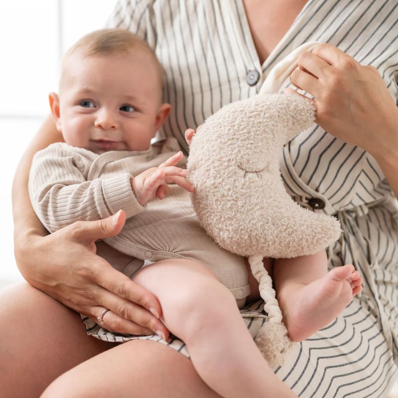 muziekknuffel maan, teddy muziekknuffel, babyknuffel, teddy knuffel, knuffel maan, knuffel met muziek