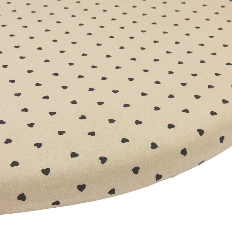 Sweet heart soft sand black, box hoeslaken beige, ronde box hoeslaken met print
