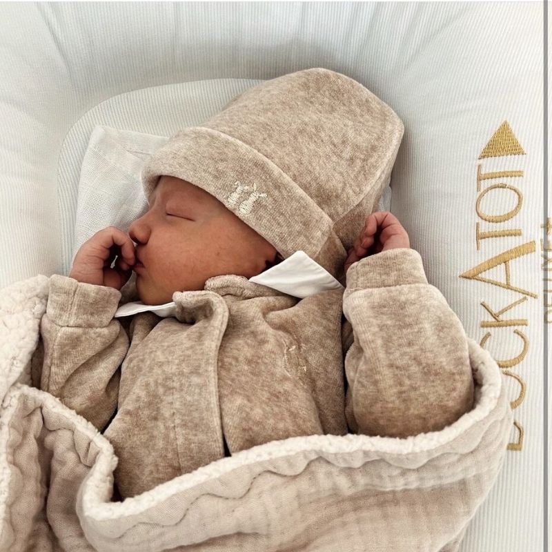 Babypakje met kraag velours camel BabyRace