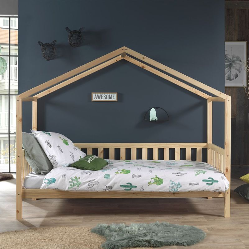 Peuterbedje dallas naturel, naturel peuterbedje, kinderbedje, peuterbedje met dak