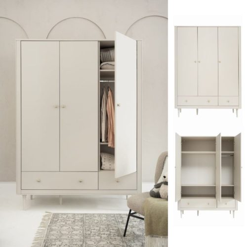 kledingkast xl petite, grote kinderkledingkast petite babykamer collectie, beige kinderkamerkast, beige babykamerkast, luxe babykamer, beige babymeubels