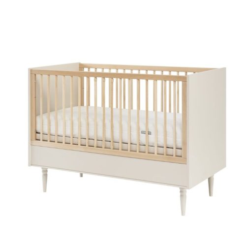 ledikant petite beige hout, beige ledikant, beige babybed, beige baby, beige babymeubels, beige babykamer, ledikant hout, doorgroeiledikant, 2-1 ledikant