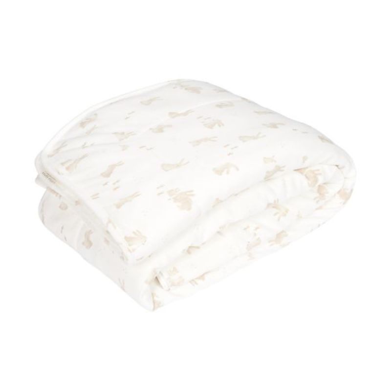 newborn deken baby bunny littledutch, ledikantdeken met konijnen print, wiegdeken met konijnen print