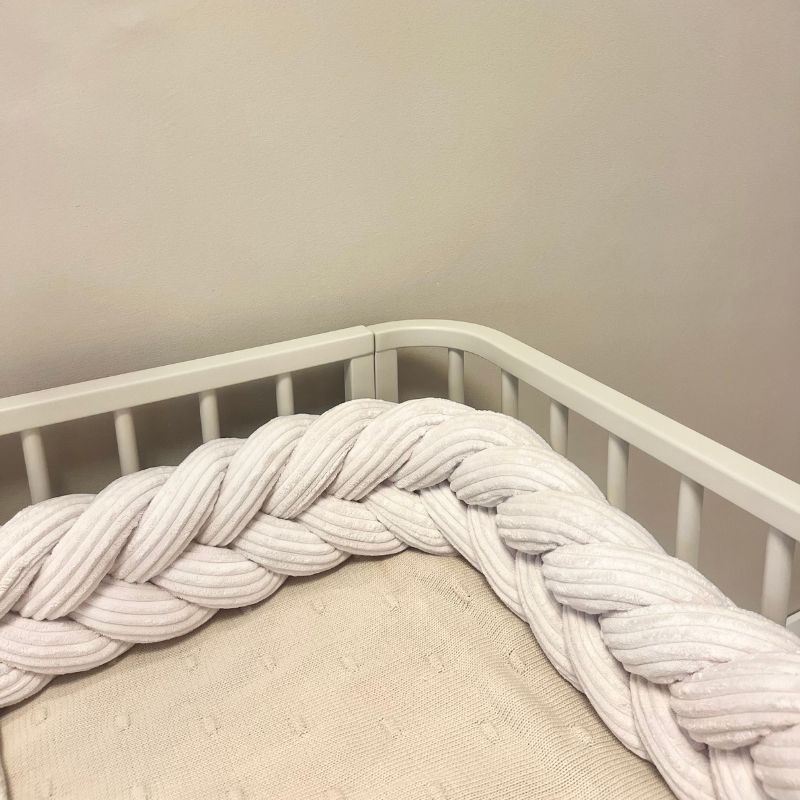 Boxvlecht rib, stootrand babybed, babybed bumper creme babyrace