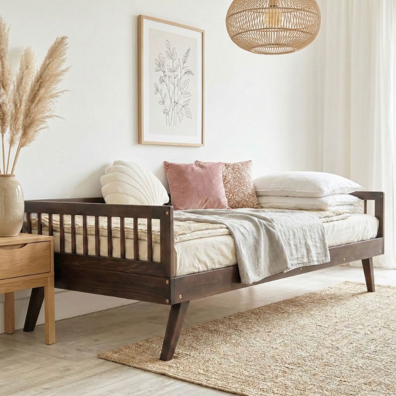 Japandi peuterbed Japandi peuterbed, Japandi peuterbed donker walnoot, Peuterbed walnoot, Peuterbed Japandi